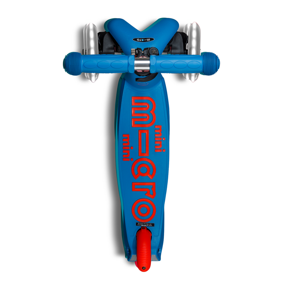 Mini Micro scooter Deluxe LED quick release - 3-wheel children's scooter - Blue/Red Neon