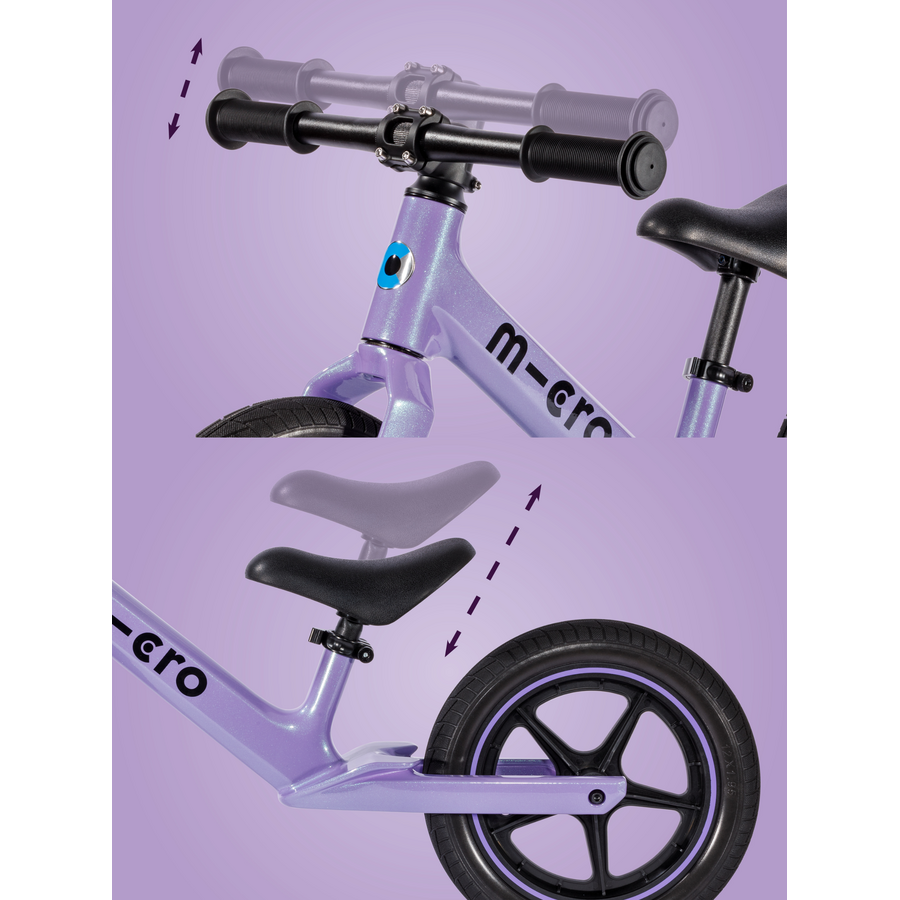 Micro loopfiets Ultra LED - lichtgewicht - verstelbaar zadel/stuur - magnesium frame - Paars