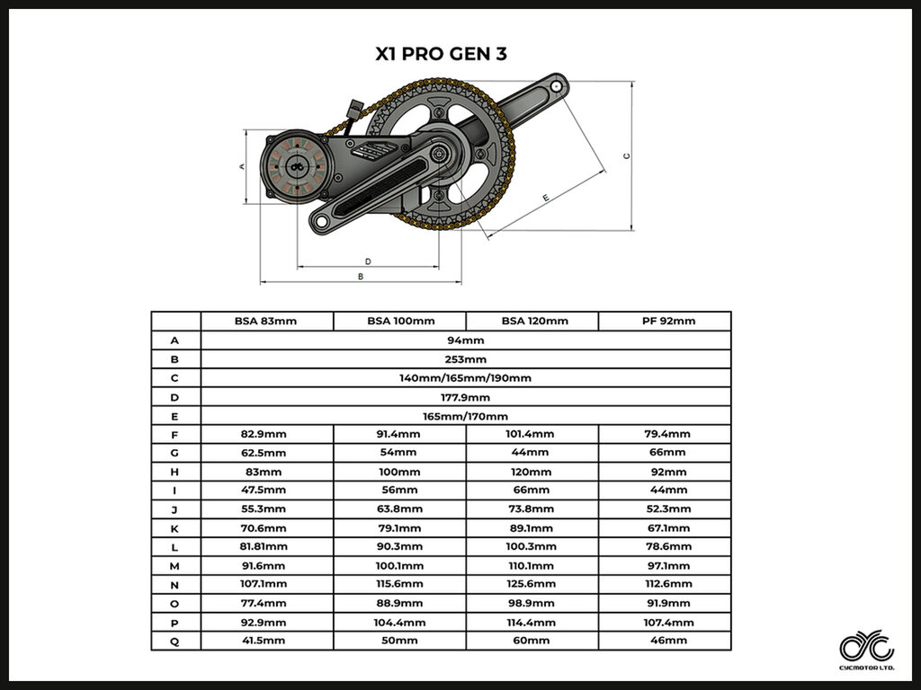 CYC Motor CYC X1 Pro Gen 3 X6 Mid Drive Motor Kit