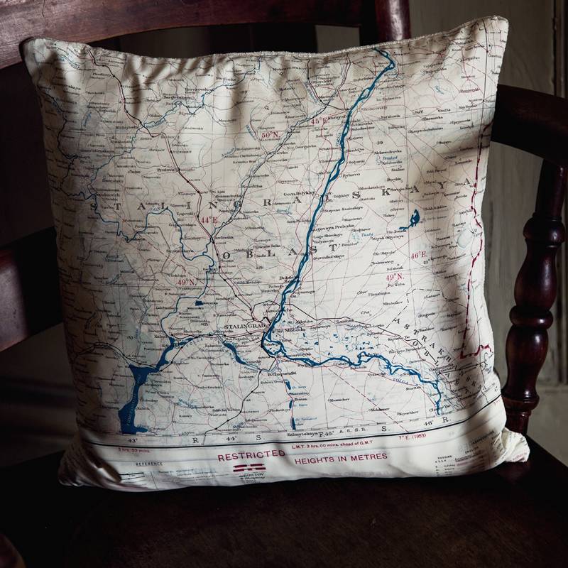 Escape and Evade Silk Map Square Cushion