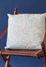 Escape and Evade Silk Map Square Cushion