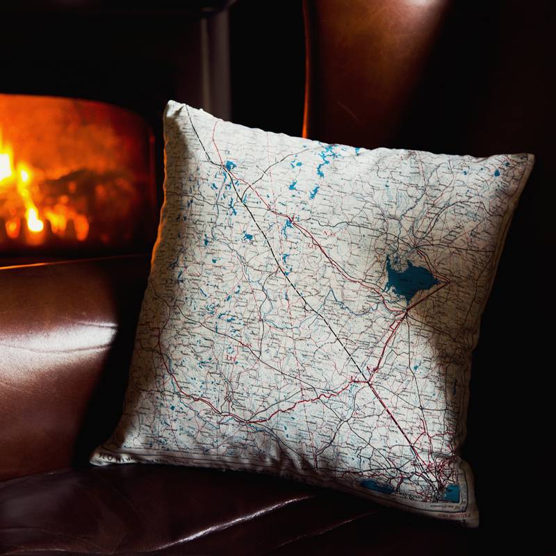 Escape and Evade Silk Map Square Cushion