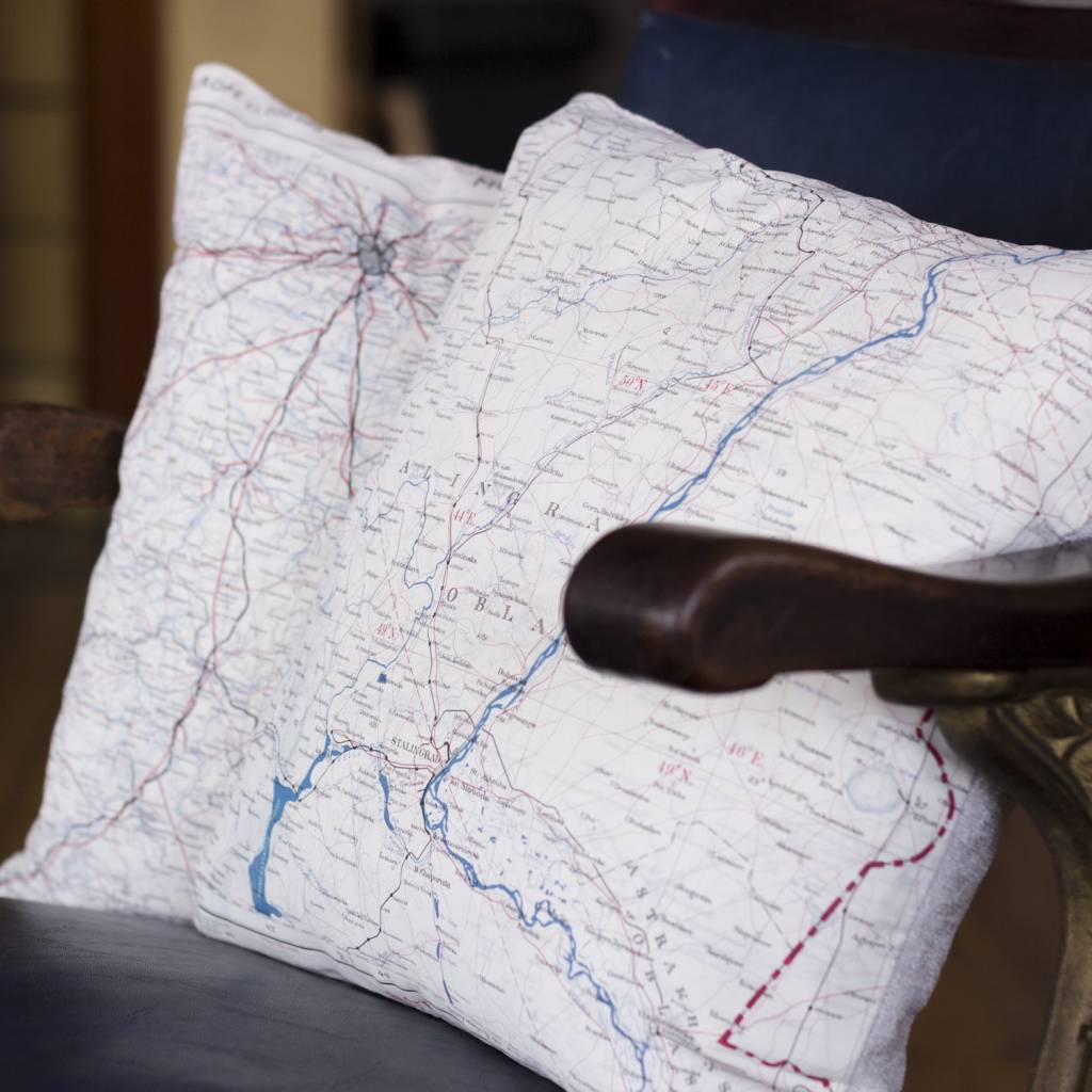 Escape and Evade Silk Map Square Cushion