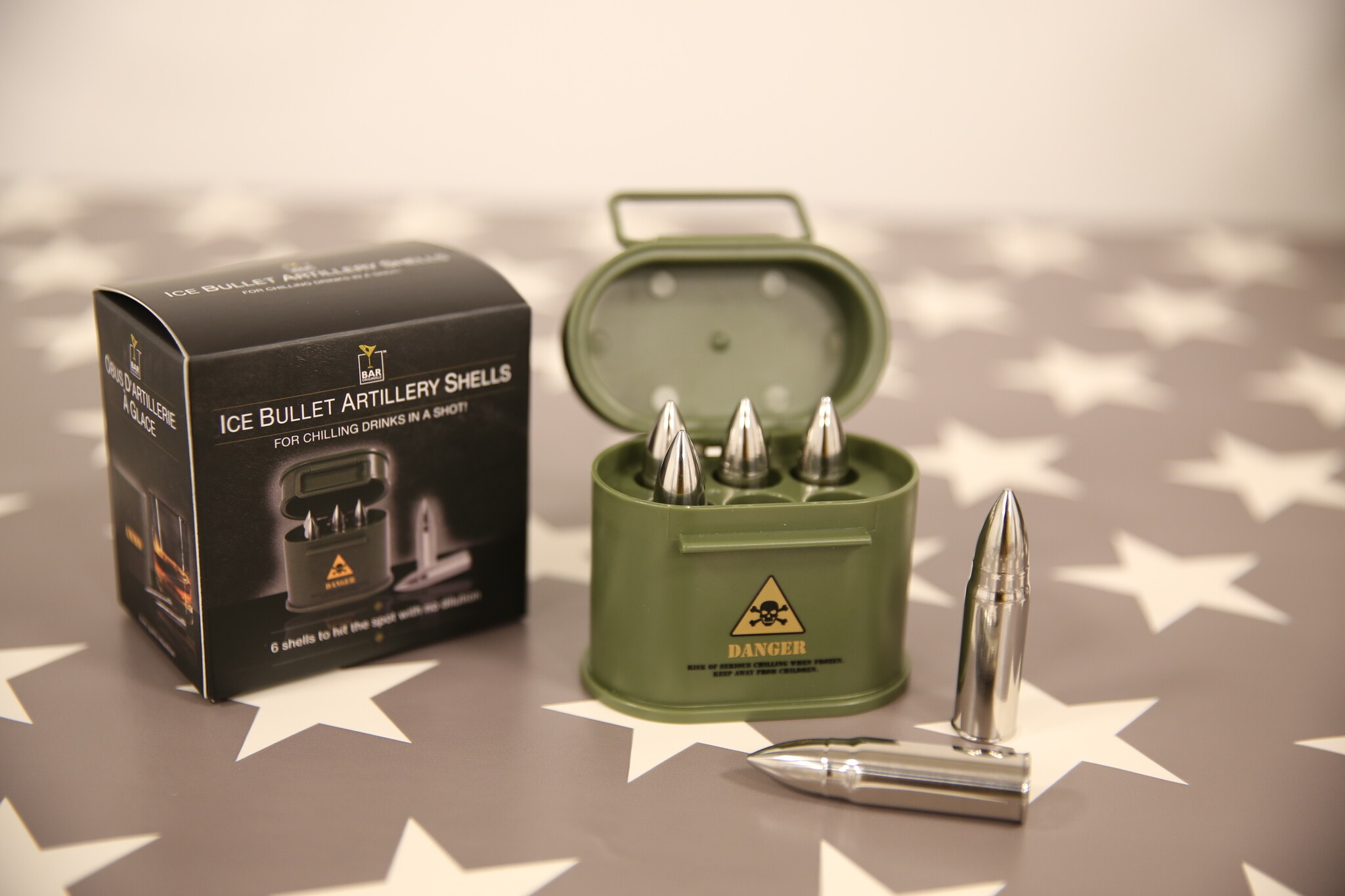 Bullet Ice Cubes in Ammo Case Silver