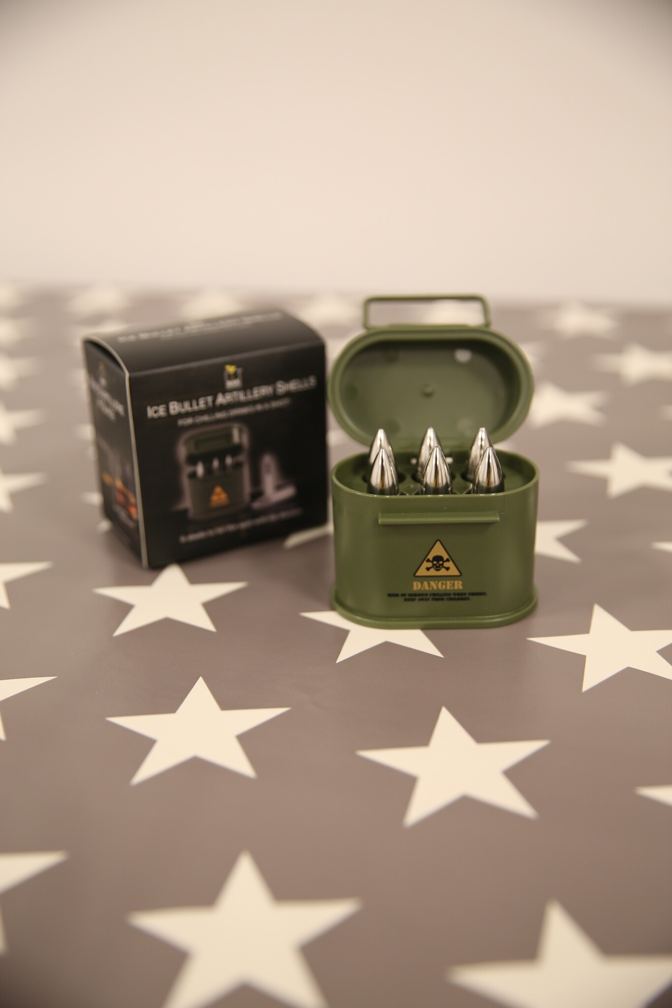 Bullet Ice Cubes in Ammo Case Silver