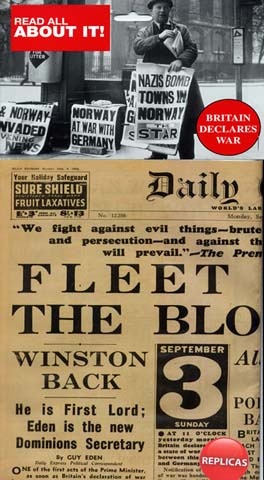 Britain declares War newspaper (WW2)