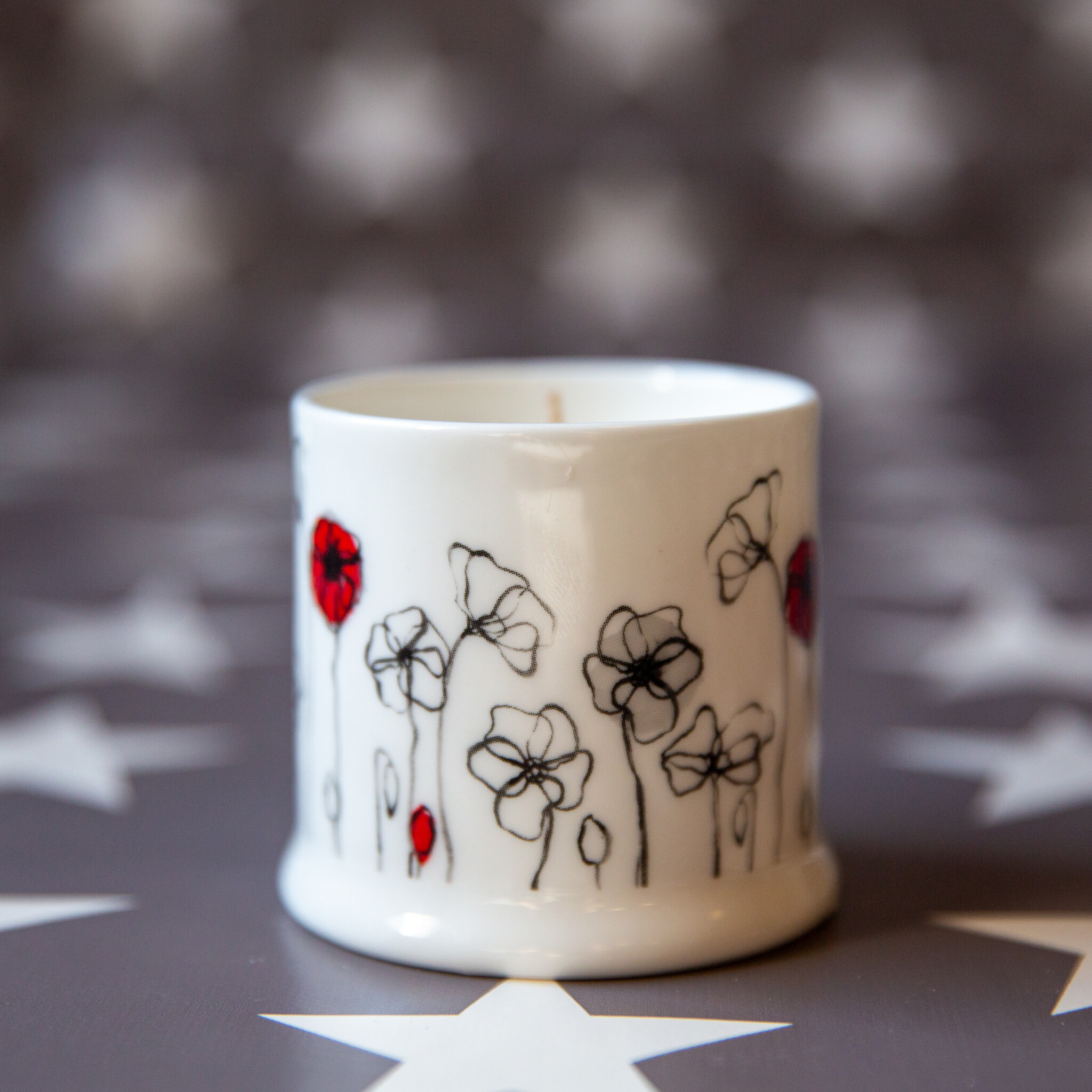 Field Poppy Bone China Candle