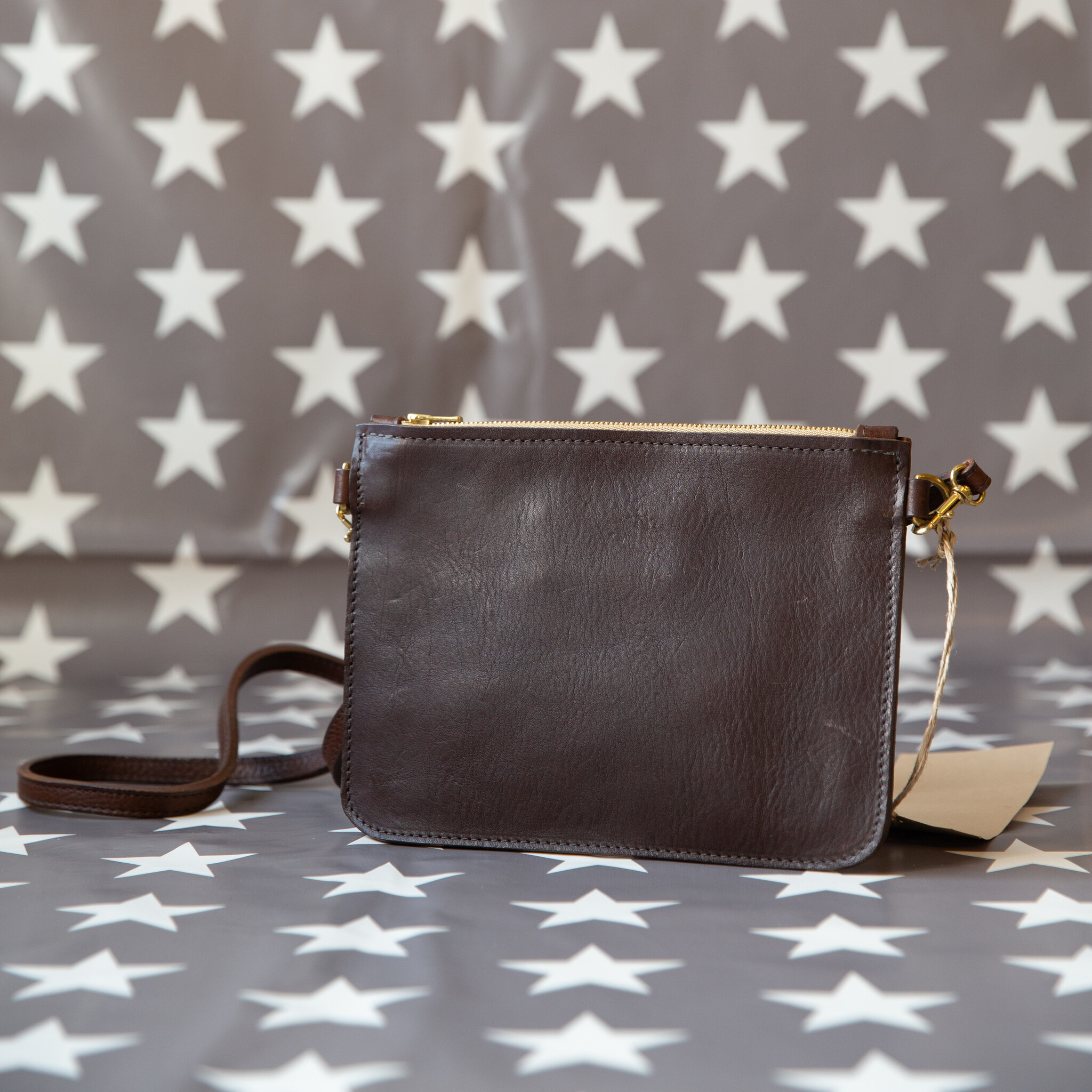 Frankie Dark Brown Leather Clutch