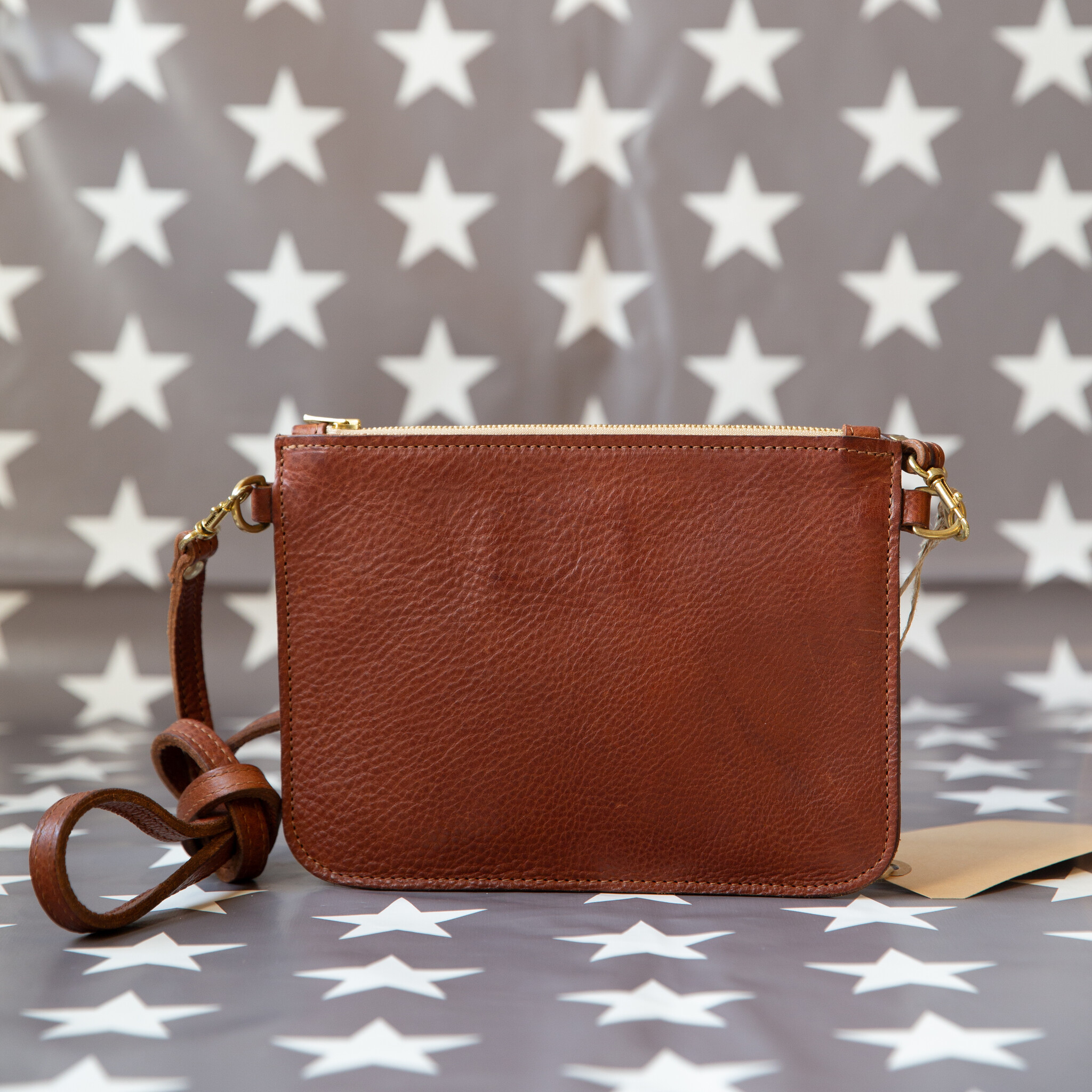 Esme Light Brown Leather Clutch