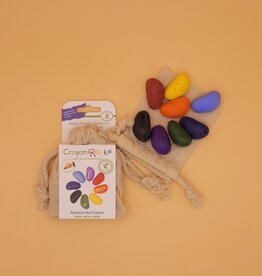 Modern Art Crayon Rocks in Cotton Bag