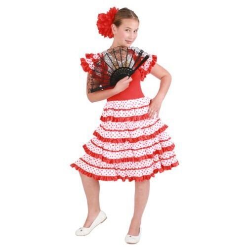 Spaanse jurk andalusie rood/wit 