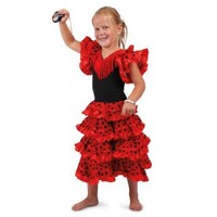 Spaanse jurk andalusie rd/zwrt maat 116