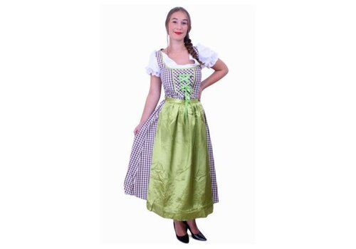 Tiroler jurk lang Wenzel brn/wit 
