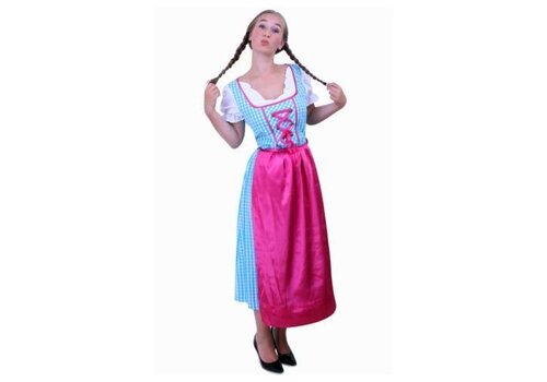 Tiroler jurk lang Anna blauw/wit 