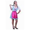 Tiroler jurk kort Anna blauw/wit ruitje, schortje pink