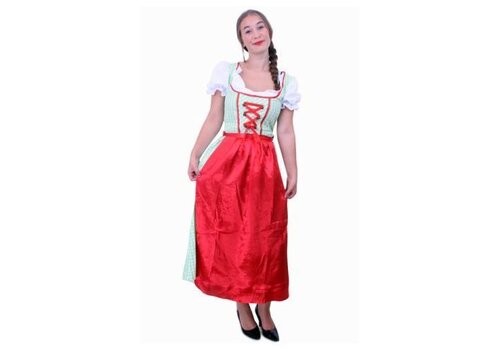 Tiroler jurk lang Sarah grn/wit 