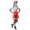 Tiroler jurk kort Sarah groen/wit ruitje, schortje rood