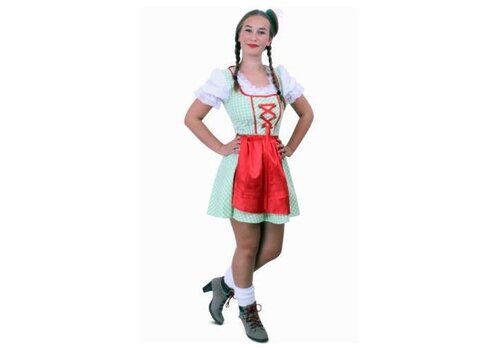 Tiroler jurk kort Sarah grn/wit 