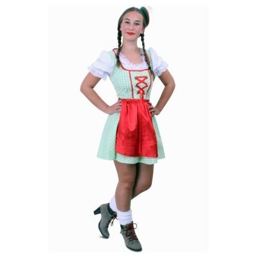 Tiroler jurk kort Sarah grn/wit 