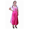 Tiroler jurk lang Lena pink/wit ruitje, schortje pink