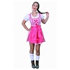 Tiroler jurk kort Lena pink/wit ruitje, schortje pink