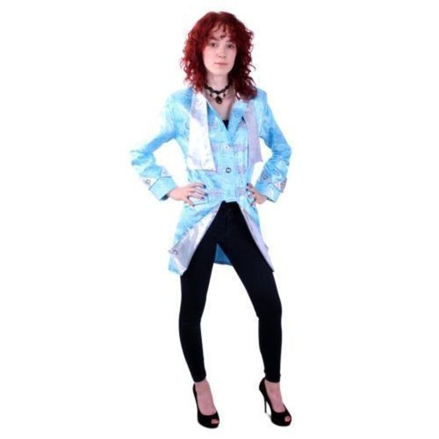 Brokaat op chic jas turquoise en zilver