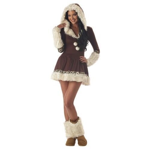 Eskimo vrouw bruin/wit 