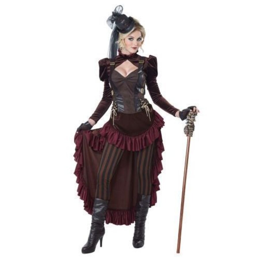 Victoriaanse steampunk dame bordeaux