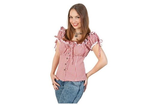 Bayernblouse rood/wit dames 