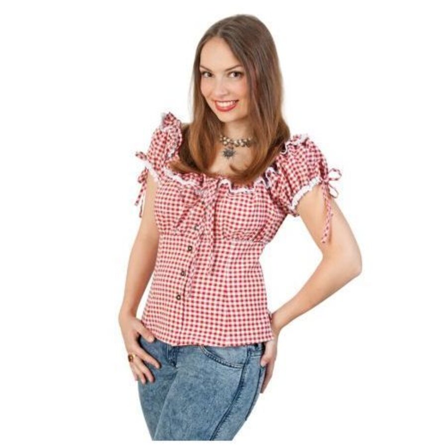 Bayern-blouse rood/wit dames