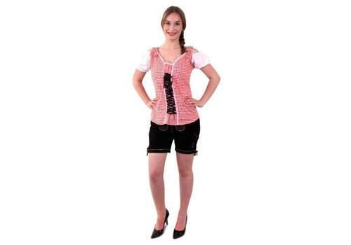 Tiroler blouse dames rood/wit 
