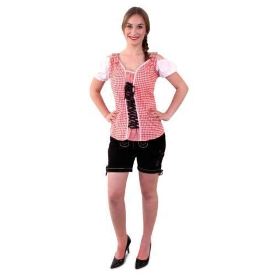 Tiroler blouse dames rood/wit de luxe
