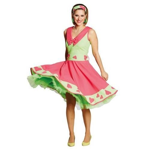 Rock& Roll jurk fluor pink/groen 