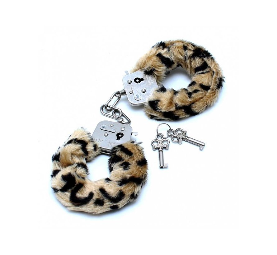 Police Handcuffs with leopard Printed Fur