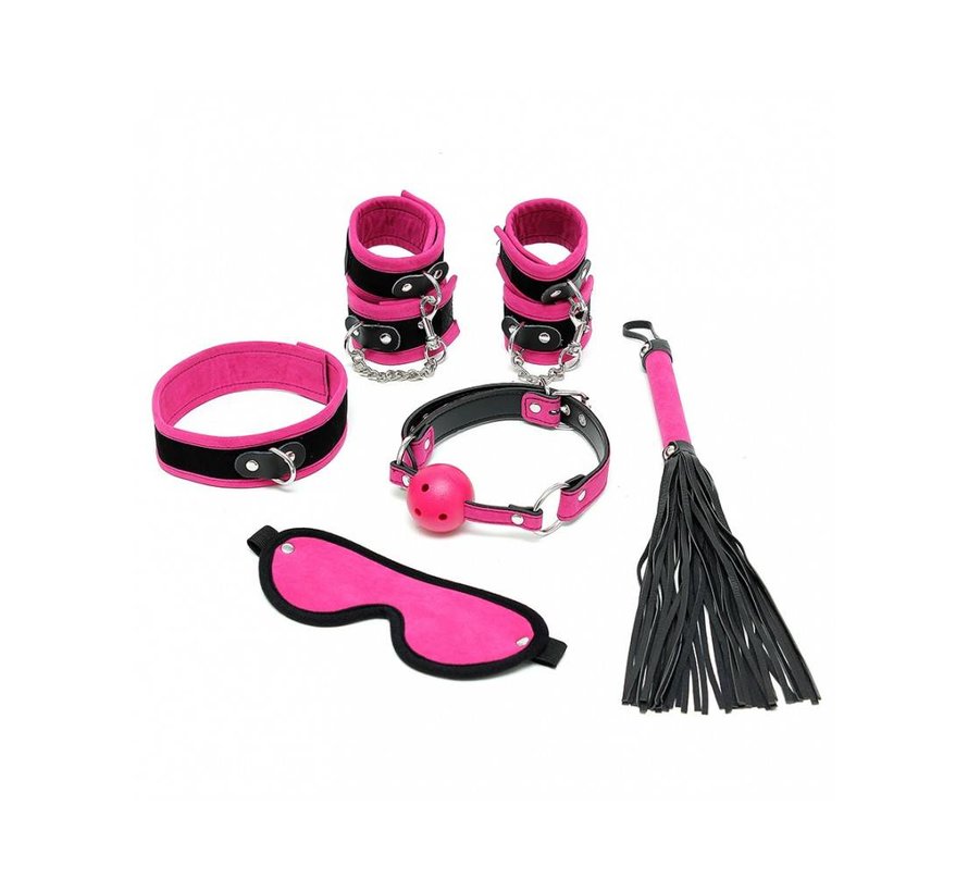 Soft bondage starter set roze met klittenband (6-delig)