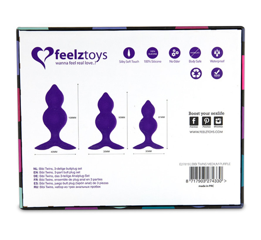 FeelzToys - Bibi Twin Butt Plug Set 3 st. Paars