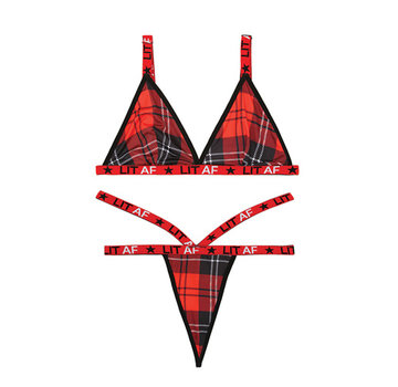 Plaid Patterned Bra Set