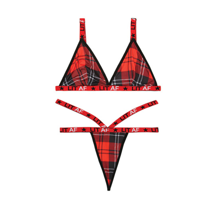 Plaid Patterned Bra Set