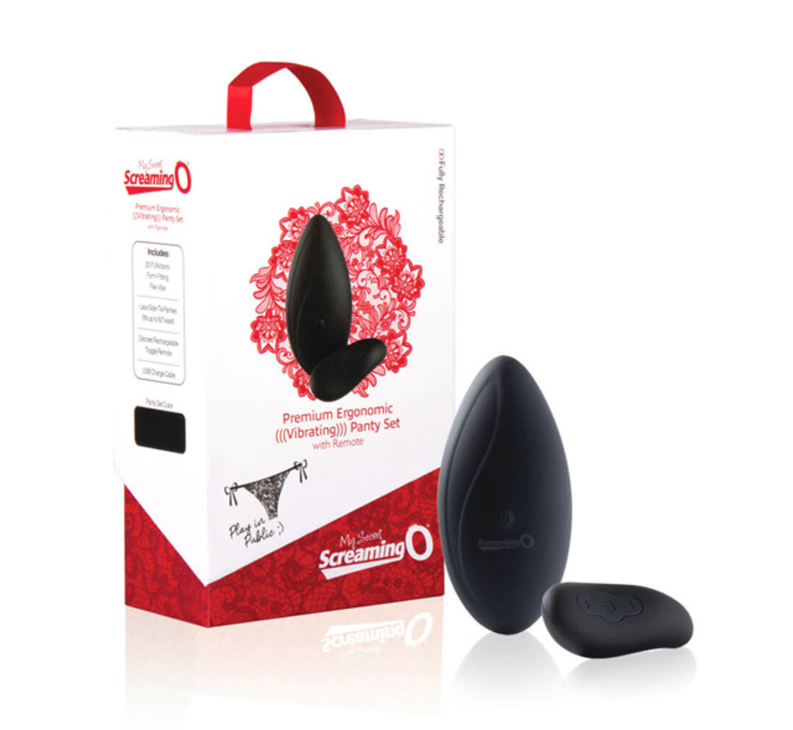 The Screaming O - Premium Ergonomic Remote Panty Set Zwart