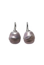 Baroque Earrings Antracite Grey with silver hooks