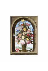 Poster Vaas met bloemen in een venster van Ambrosius Bosschaert