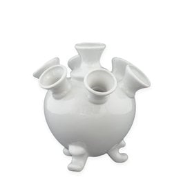 Tulip vase white round small