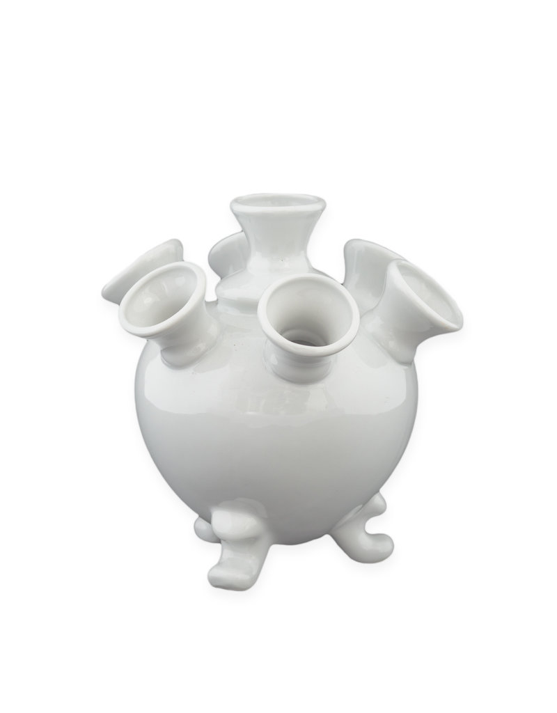 Tulip vase white round small