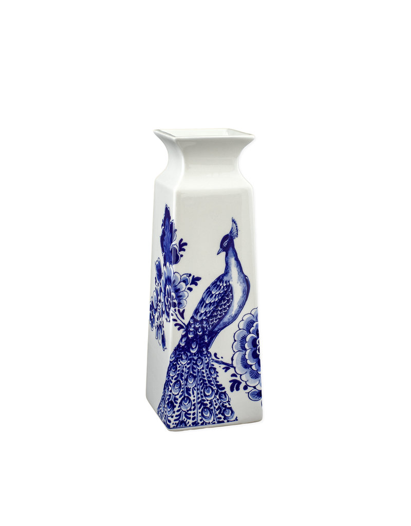 Vase square flowers Delft blue