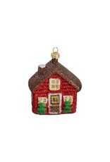 Kerst ornament huisje bruin dak