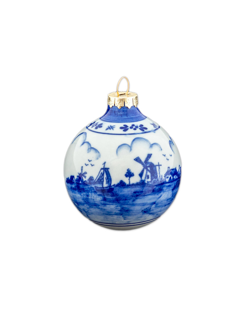 Doos kerstballen (4st) porselein Delfts blauw