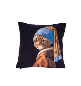 Cushion cover cat Girl with a pearl earring