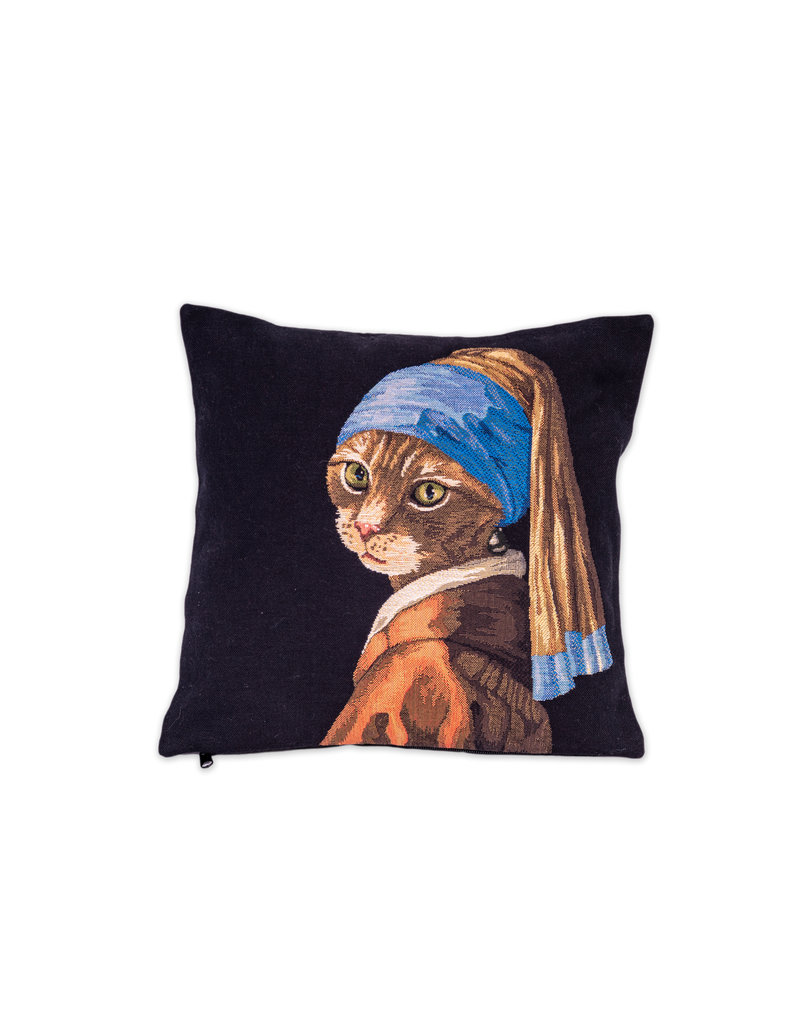 Cushion cover cat Girl with a pearl earring