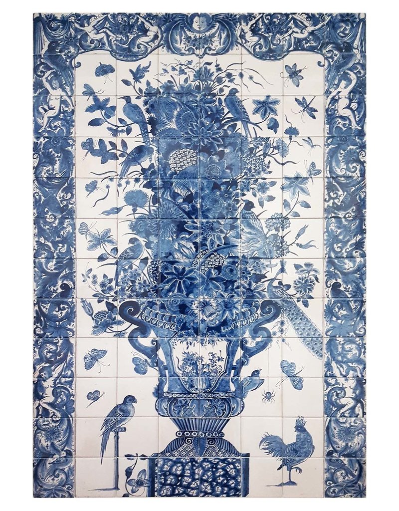 Tegeltableau Sommelsdijk Delfts Blauw 80 x 120 cm -  (96 tegels gemonteerd op MDF)