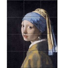 Tile tableau Girl with a pearl earring 33 x 44 cm (12 tiles mounted on MDF)